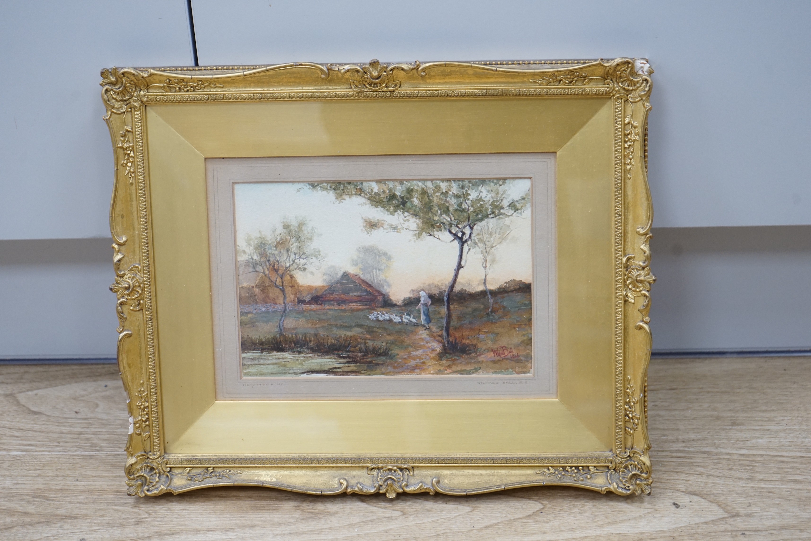 Wilfred Williams Ball (1853-1917), watercolour, ‘'Returning Home, Evening’, signed and dated 1881, 15 x 21cm
